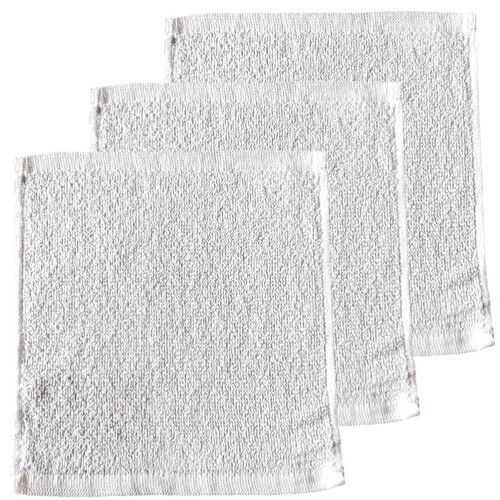 Lingettes de toilette en coton, lot de 3, blanches