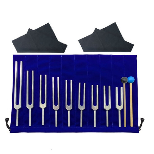 Silver Tuning Forks for Chakra Healing 9 pcs