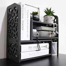 Organizador de mesa preto para livros, 32,8 x 16,8 x 38,1 cm (12,9 x 6,6 x 15 polegadas)