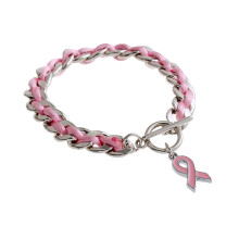 Armband mit rosa Schleife, Silber, Schmuck zur Sensibilisierung für Brustkrebs