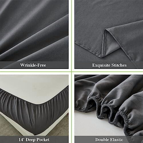 Ensemble de draps en microfibre pour lit queen – Poches extra profondes, 2