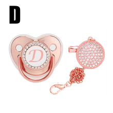 Bling babyfopspeen met fopspeenclips, BPA-vrij en met stofwerende hoes, roségoud AZ (Roségoud) (A, Goud)
