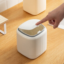 Mini poubelle de bureau avec couvercle, double compartiment de recyclage, bouton-poussoir, plastique léger – Convient pour la salle de bain et le