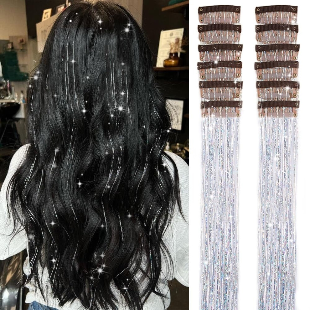 Glitter Tinsel Hair Extensions Kit 20 inch 16 pcs