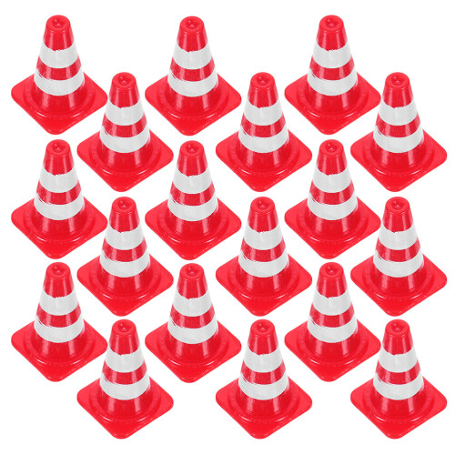 48Pièces Mini Cônes De Circulation ABS Rouge Jouet Éducatif Décor