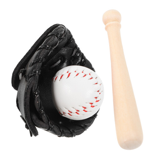 3Ensembles Mini Baseball ABS Noir Jouets Décoration Maison Poupées