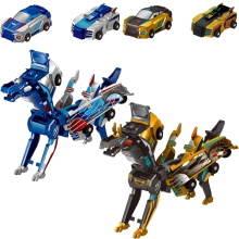 Dinosaurus speelgoedauto 2-in-1 transformerend 4-pack blauw goud draak