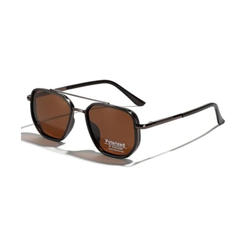 Γυαλιά ηλίου ZLCB Polarized TR90 Vintage τετράγωνα γυαλιά ηλίου με επίπεδη επιφάνεια, διπλή
