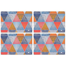 Jogo de 4 jogos americanos Boho Tribal em mistura de linho, 30x45cm