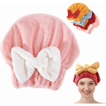 New ultra-absorbent hair drying towel, microfiber hair drying towel, women's quick-drying hair towel, soft bowknot wet hair towel, women's accessory.