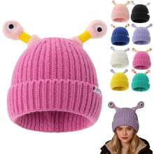 Gorro de monstruo de dibujos animados, gorro de punto de monstruo brillante - gorro de invierno divertido y adorable con tentáculos retráctiles