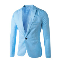 Blazer for Men Single Button Solid Color Casual Business Suit Fashion Work Office Blazer Top Jacket Sky Blue XXL