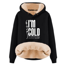 Sweat à capuche chaud pour femme « Oui, j'ai froid » ME247Print, pull d'hiver confortable à manches longues, sweat-shirt amusant