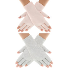 2 Pairs Women Sunblock Fingerless Gloves Non-Skid Summer Gloves UV Skin Protection Hands Cover for Outdoor Sports Touchscreen Gloves