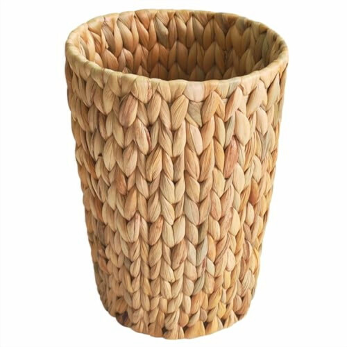 Wicker Trash Can Round 2-Gallon Water Hyacinth Boho