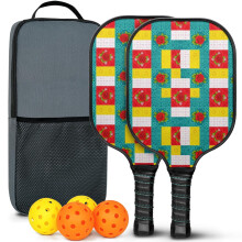 Pickleball Paddles Set with Floral Fiberglass Paddles, 2 Balls & Bag – Compatible with Indoor/Outdoor Play
