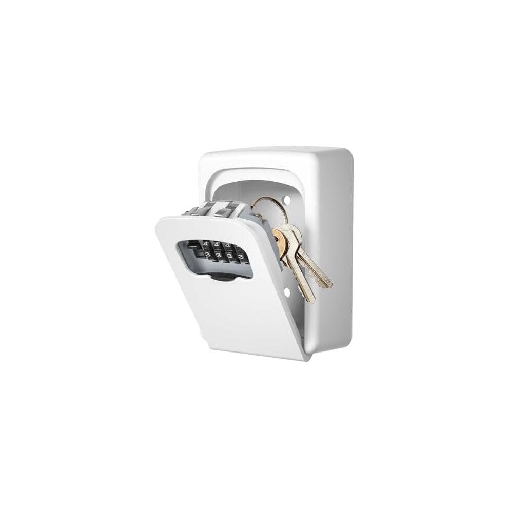 Wall-Mounted 4-Digit Key Lock Box, 5-Key Capacity, Indoor/Outdoor Use Â White (1 Pack) 9558633788259