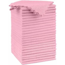 Lot de 24 chiffons de nettoyage en microfibre rose, 29 x 29 cm, réutilisables pour la cuisine, les fenêtres et l'entretien de la voiture.