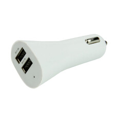 Încărcător auto cu priză USB dublă 12V24V, design multifuncțional cu trompetă, unul pentru doi încărcători auto (alb)