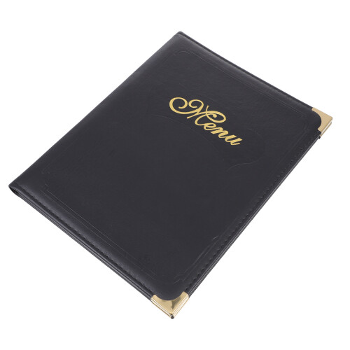4Pièces Menu Restaurant Noir Cuir Résistant Porte-Menu Pratique