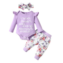 Haine pentru bebeluși cu mânecă lungă și imprimeu floral, body, 3 buc., set de jucării pentru bebeluși