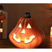 Citrouilles lumineuses LED pour Halloween, 24 cm x 20 cm, lampe lanterne Jack-O'-lantern en résine étanche – Décoration d'automne
