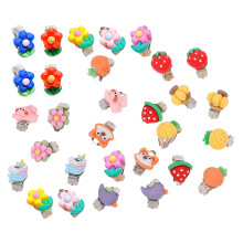 45Paires Boucles Clip Enfants Décoratives Métal Plastique Coloré