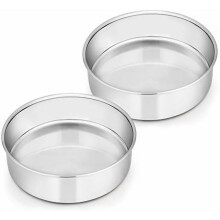 Ensemble de 2 moules à gâteaux ronds de 15 cm (6 pouces), en acier inoxydable, non toxiques et sains, finition miroir et compatibles lave-vaisselle.
