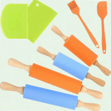 Juego de 8 rodillos de silicona antiadherentes, perfectos para hornear en familia.
