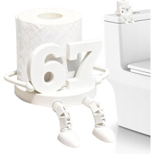 Suporte giratório para papel higiênico com pés de apoio – Dispensador de papel higiênico branco para casa, escritório, banheiro, sala de