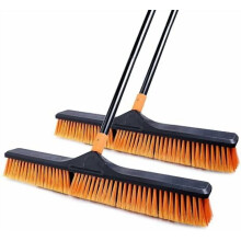Balai-brosse de 61 cm avec manche de 165 cm et poils rigides – Nettoyeur de sols robuste pour intérieur/extérieur, atelier, garage, terrasse,