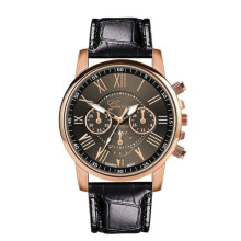 (Black) Women Classic Leather Quartz Watch Fashionable Wristwatch Gifts Accessory Girls