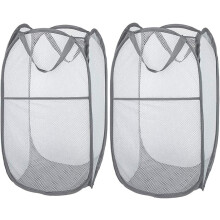 1/2 Pack Foldable Popup Laundry Basket, Collapsible Portable Mesh Clothes Washing Laundry Hamper with Reinforced Carry Handles