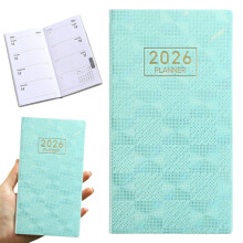 Taschenplaner A6 Mini-Wochenplaner 2026 (9,6 x 17,3 cm) aus Starlight-Leder, Notizblock 2026, Tageskalender