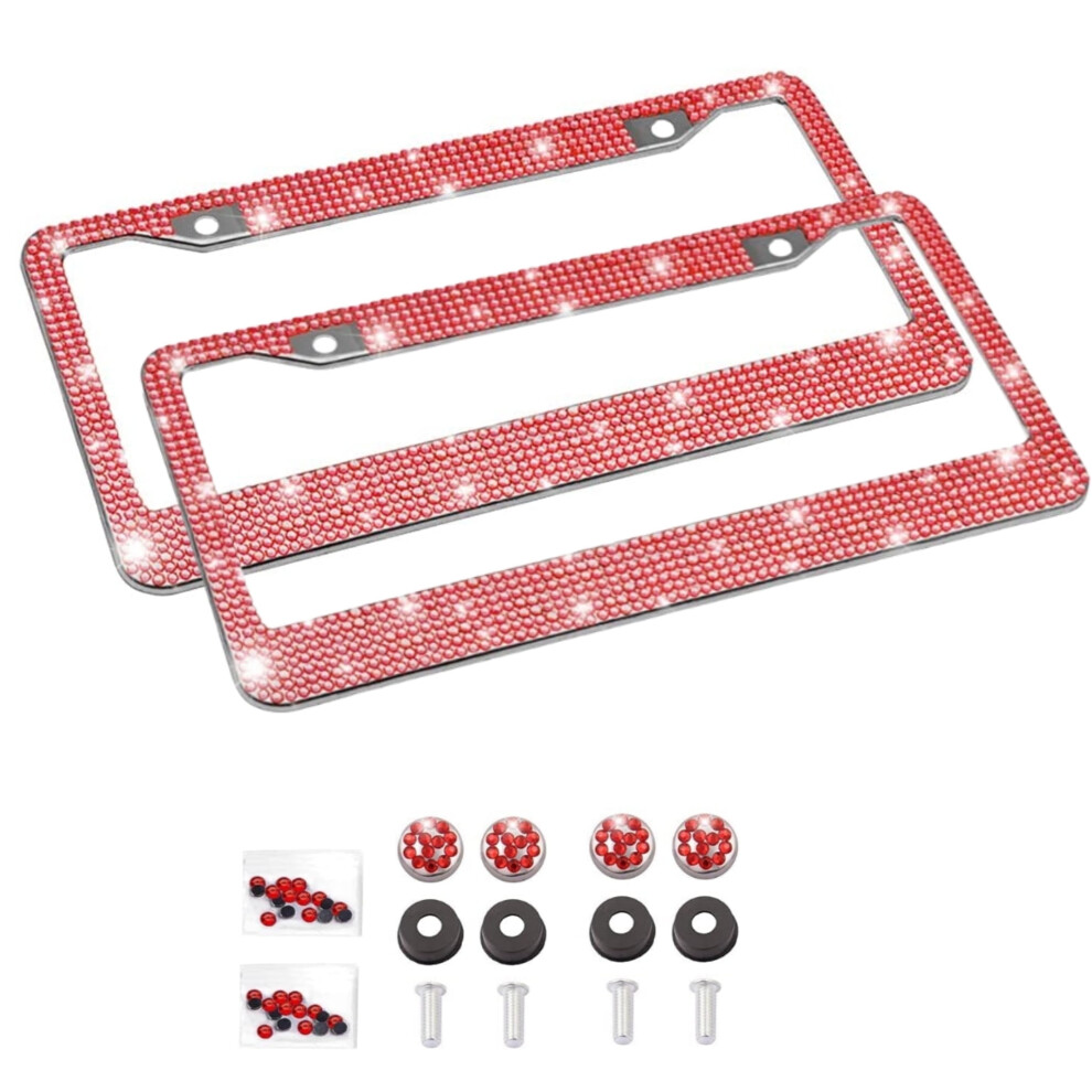 Rhinestone License Plate Frame For Women Stainless Steel 2 9097180000747