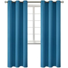 Steel Blue Blackout Curtains with Grommets 2 Panels 42x84
