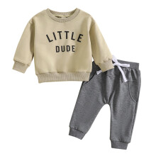 Kleinkind-Herbstoutfits für Jungen und Mädchen: Sweatshirt-Pullover mit Buchstabenprint + Hosen-Set, Trainingsanzug für Kinder von 18-24 Monaten