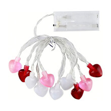 Heart Shaped String Lights 3 Meters, Battery Operated Multicolor Romantic Lighting for Bedroom Wedding Party Decor, LED Decorative Lights
