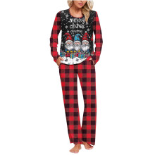 Ensemble pyjama de Noël pour femme, vêtements de nuit doux et confortables à manches longues et poches, imprimé flocons de neige, 2 pièces,
