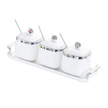 Kruidenpotje/specerijenpotje, multifunctioneel schaaltje voor snacks, kruidenpotje voor 3 potjes zilver
