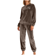 Damen-Pyjama-Set aus Plüschfleece mit Herzmuster, Größen S-2XL