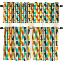 Geometrisch volantgordijn uit het midden van de 20e eeuw, 54" x 18"