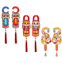 Lot de 6 décorations suspendues en forme de serpent pour le Nouvel An chinois 2025, à accrocher à la porte du salon.