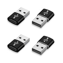 Adaptateur USB-A vers USB-C noir (lot de 4)