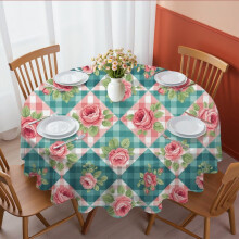Pioneer Flower Floral Print Pattern Round Tablecloth 60 X 60 Inch, Wrinkle Resistant Wipeable Table Cloth for Kitchen Dining Picnic Patio Party