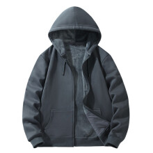 Sweat à capuche zippé en polaire unie pour homme lulshou, doublé de peluche douce, avec poches avant, idéal pour le streetwear, gris foncé,