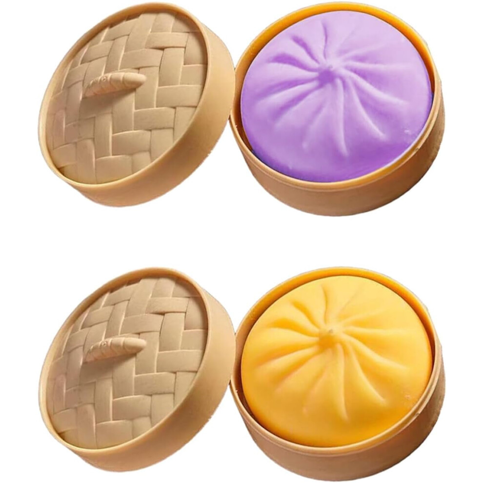 Giant Glitter Dumpling Squishy Toy Â Realistic Steamer, Soft Squeeze Anxiety Relief Fidget For Adults (+Yellow) Purple/Yellow 9357860938570