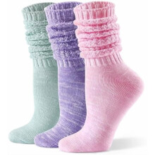 Women's Slouch Crew Socks Cotton Calf Tube 3 Pairs