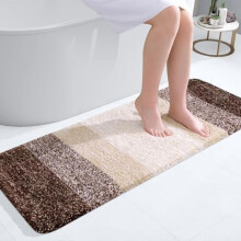 Tapete de corredor para banheiro marrom, 119 x 43 cm, microfibra com borracha.