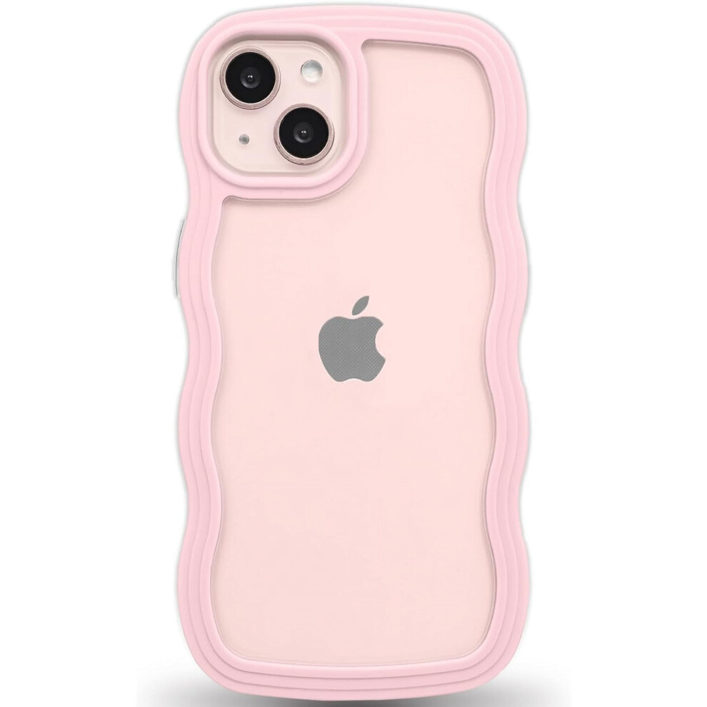 Compatible With Iphone 15 Case Â Wavy Edge Clear Back, Anti-Slip Grip, Shockproof Soft Tpu & Hard Bumper, Pink 9149926221036